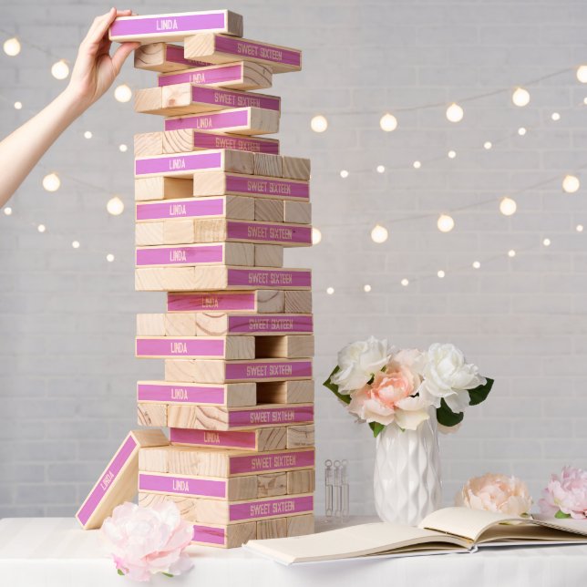 Sweet Sixteen Birthday Party Pink Topple Tower (Wedding)