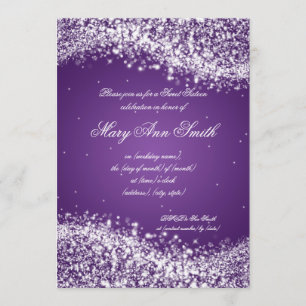 Sweet Sixteen Birthday Party Sparkling Wave Purple Invitation