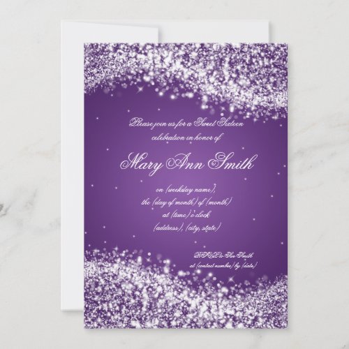 Sweet Sixteen Birthday Party Sparkling Wave Purple Announcements