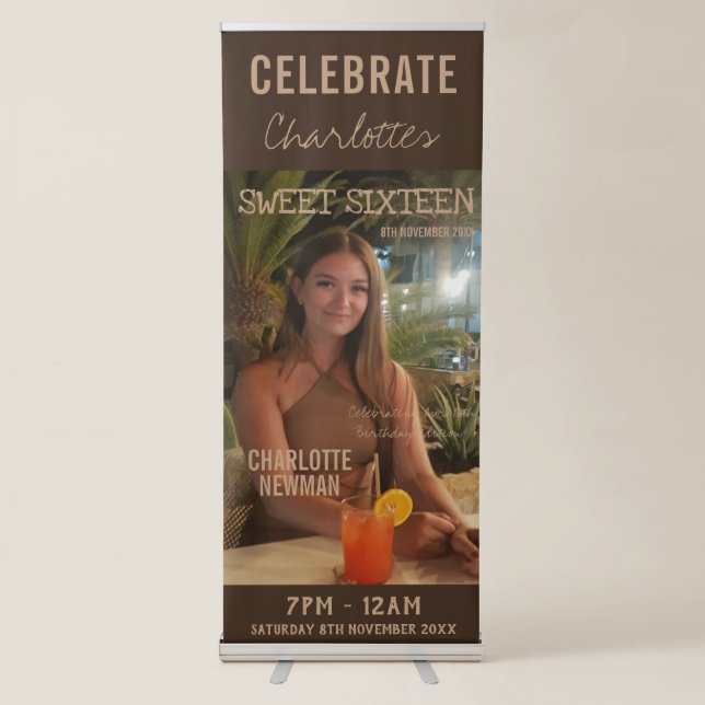 Sweet Sixteen Birthday Photo Magazine Cover Retractable Banner (Front)