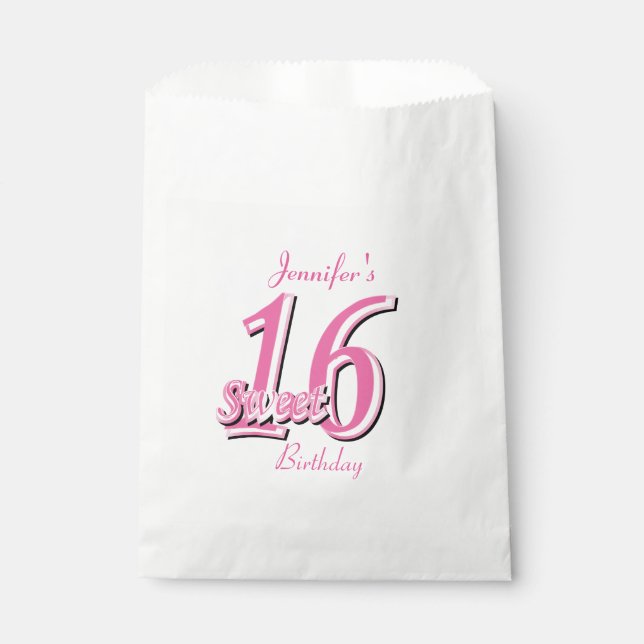 Sweet Sixteen Birthday | Pink Favor Bag (Front)