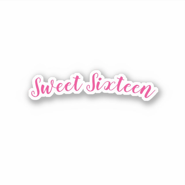 Sweet Sixteen Birthday Pretty Pink White Cute Sticker (Front)