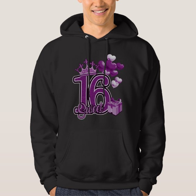 Sweet Sixteen Birthday Purple Hoodie (Front)