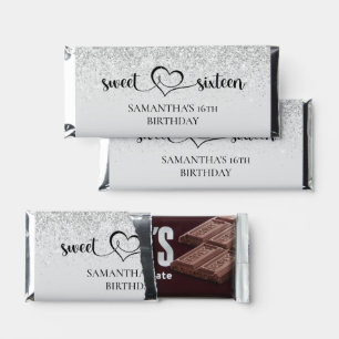Sweet Sixteen Birthday Rose Gold Glitter Hershey Bar Favors