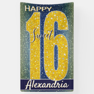 Sweet Sixteen Birthday Stars Sky Blue Galaxy Banner