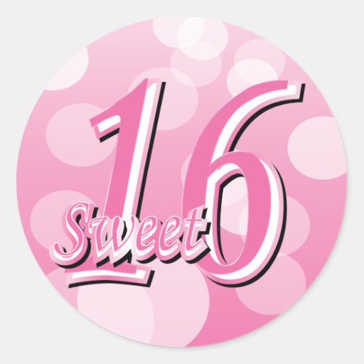 Sweet Sixteen Birthday Word Art Classic Round Sticker | Zazzle