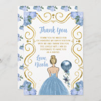 Sweet Sixteen Blonde Princess Blue Happy Birthday Thank You Card
