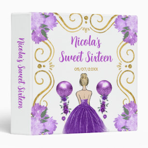 Sweet Sixteen Blonde Princess in Purple 3 Ring Binder