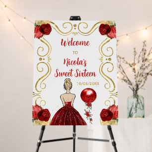 Sweet Sixteen Blonde Princess Red Welcome Foam Board