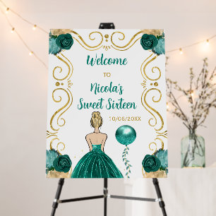Sweet Sixteen Blonde Princess Teal Blue Welcome Foam Board
