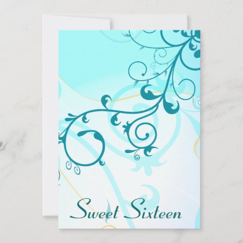 Sweet Sixteen Blue Swirls 16th Party Invitations