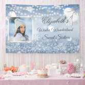 Sweet Sixteen Winter Wonderland Snowflakes Banner