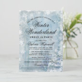 Sweet Sixteen Blue Winter Wonderland Snowflake Invitation (Standing Front)
