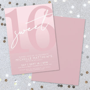 Sweet Sixteen Blush Pink 16th Birthday Invitation