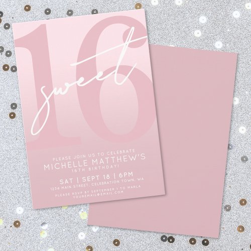 Sweet Sixteen Blush Pink 16th Birthday