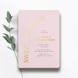 Sweet Sixteen | Blush Pink and Gold 16th Birthday Foil Invitation<br><div class="desc">Modern sweet 16 invitations with real metallic foil. Light pink with gold.</div>