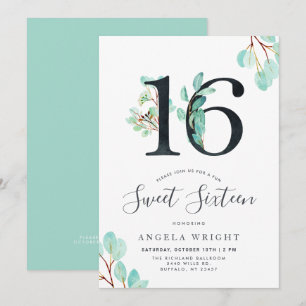 Sweet Sixteen   Botanical Birthday Invitation