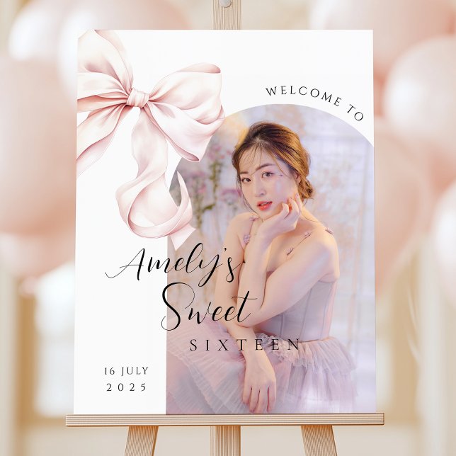 Sweet Sixteen Bow Photo Welcome Sign Foam Boards (Creator Uploaded)