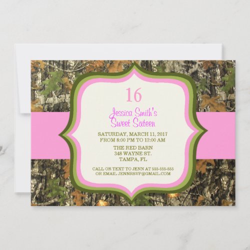 Sweet Sixteen Camo Birthday Invitation