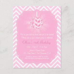 Sweet Sixteen Chevron Disco Dance Birthday Party Invitation