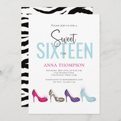 Sweet Sixteen Chic Colorful Birthday Invitation