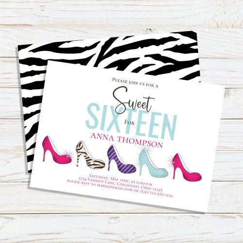 Sweet Sixteen Chic Colorful Birthday Party Invitation