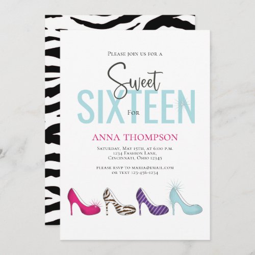 Sweet Sixteen Chic Colorful Birthday Party Invitation