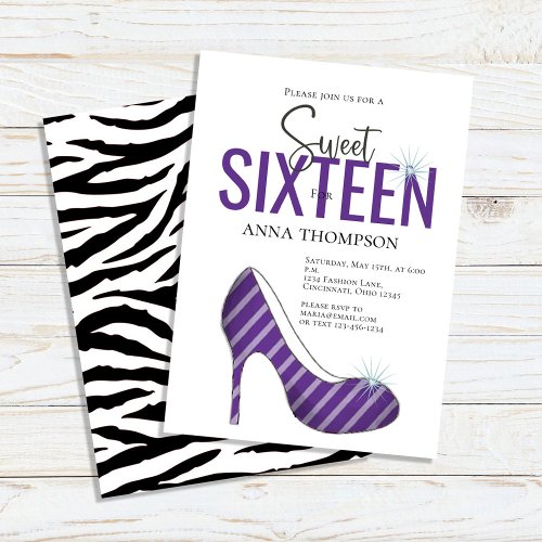 Sweet Sixteen Chic Shoes Birthday Party Invitation