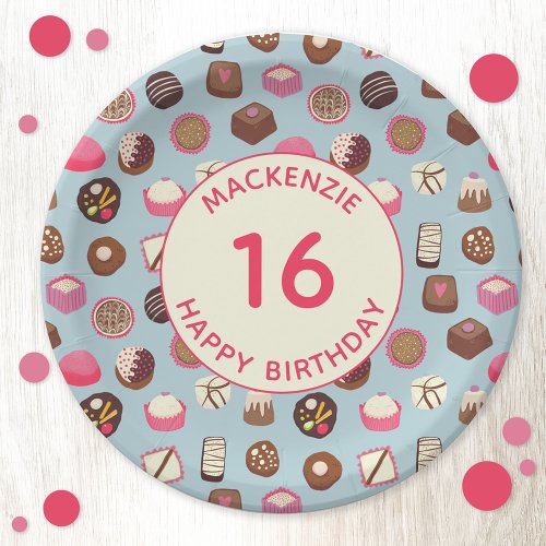 Sweet Sixteen Chocolate Candy Birthday Paper Plates