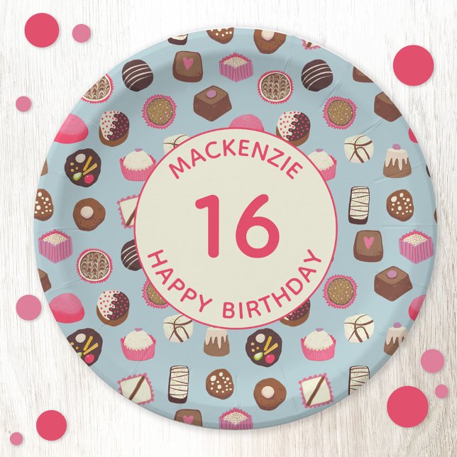 Sweet Sixteen Chocolate Candy Birthday Paper Plates (Creator Uploaded)