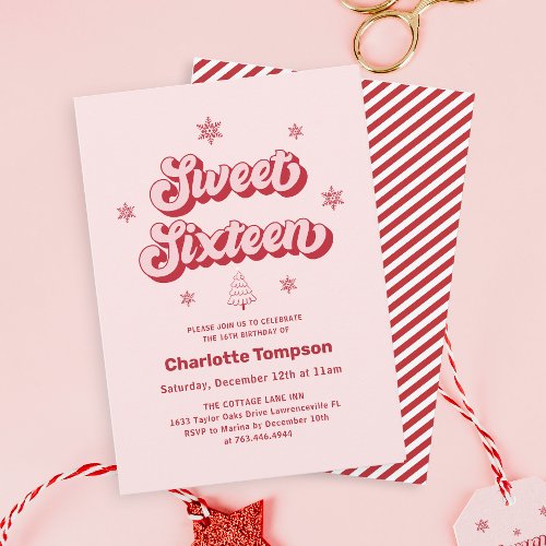 Sweet Sixteen Christmas Birthday Invitation