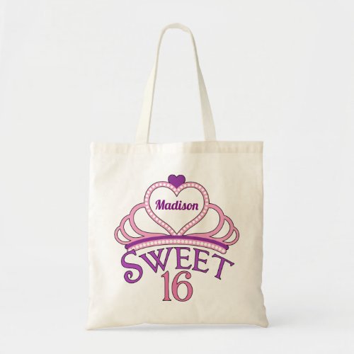 Sweet Sixteen Cute Tiara Birthday Girl Tote Bag