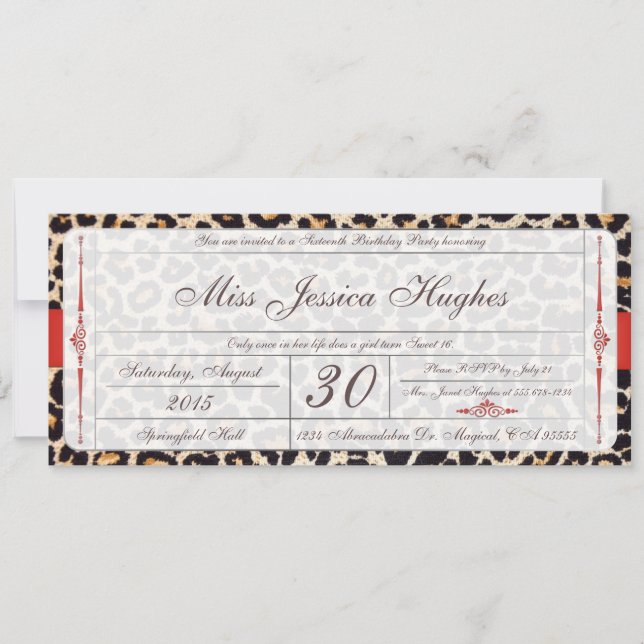 Sweet Sixteen Damask Ticket Invitation (Front)