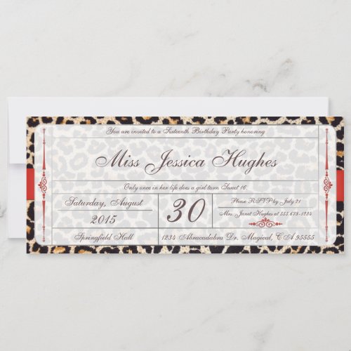 Sweet Sixteen Damask Ticket Invitation