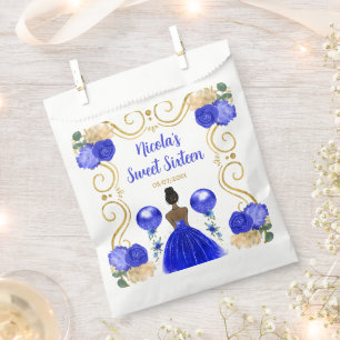 Sweet Sixteen Dark Skin Princess in Blue Favor Bag