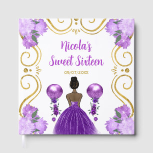 Sweet Sixteen Dark Skin Princess in Purple Guest Book