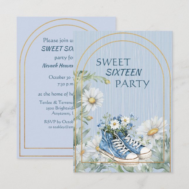 Sweet Sixteen Daughter Birthday Boots Invitation (Front/Back)