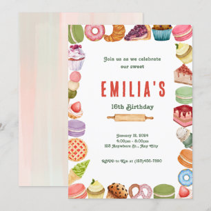 Sweet Sixteen Dessert Theme Party Invitation