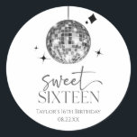 Sweet Sixteen Disco Ball 16th Birthday Party Classic Round Sticker<br><div class="desc">These are Sweet Sixteen Silver Disco Ball 16th Birthday Party Favor Stickers!</div>