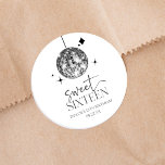 Sweet Sixteen Disco Ball 16th Birthday Party Classic Round Sticker<br><div class="desc">These are Sweet Sixteen Silver Disco Ball 16th Birthday Party Favor Stickers!</div>