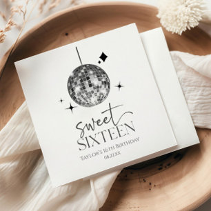 Sweet Sixteen Disco Ball 16th Birthday Party Napkins