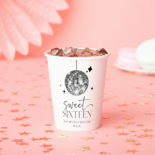 Sweet Sixteen Disco Ball 16th Birthday Party Paper Cups