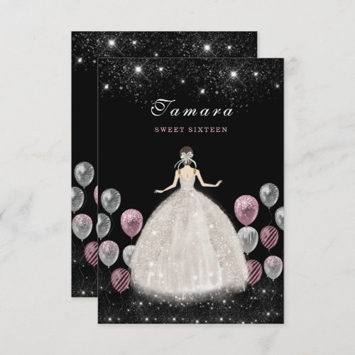 Sweet Sixteen Elegant Birthday Invitation Card