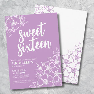 Sweet Sixteen Elegant Purple 16th Birthday Invitation