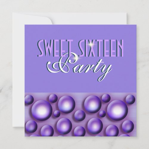 "Sweet sixteen" elegant purple "polka dots" Personalized Invite