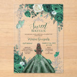 Sweet Sixteen Emerald Green & Silver Birthday Acrylic Invitations<br><div class="desc">Sweet Sixteen Emerald Green & Silver Birthday Acrylic Invitation
Mis Quince Anos,  15th Birthday</div>