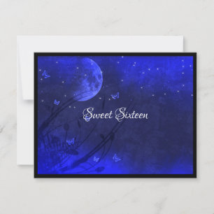 Sweet Sixteen Enchanted Evening Purple Black Invitation