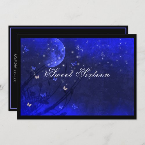 Sweet Sixteen  Enchanted Evening Purple Blue   Invitation