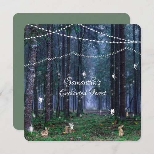 Sweet Sixteen Enchanted Forest Fairies Bunnies Invitation