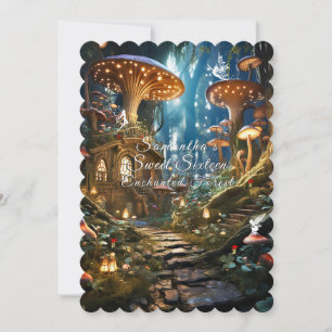 Sweet Sixteen Enchanted Forest Fairies Cottage Invitation